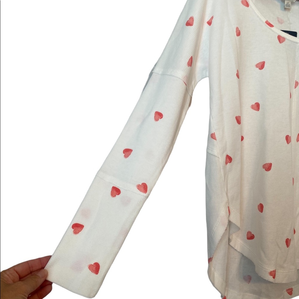 Lucky Brand Cream with Hearts Long Sleeved Top - Picture 4 of 14